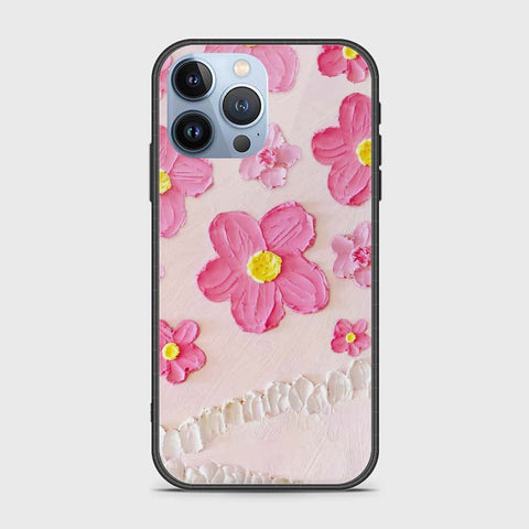 iPhone 14 Pro Cover - Floral Series - Design 2 - Pink - HQ Ultra Shine Premium Infinity Glass Soft Silicon Borders Case