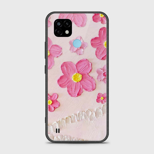 Realme C21 Cover - Floral Series - Design 2 - Pink - HQ Premium Shine Durable Shatterproof Case