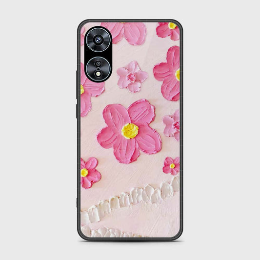 Oppo A78 4G Cover - Floral Series - Design 2 - Pink - HQ Ultra Shine Premium Infinity Glass Soft Silicon Borders Case