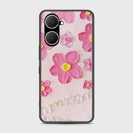 Vivo Y03t Cover - Floral Series - Design 2 - Pink - HQ Ultra Shine Premium Infinity Glass Soft Silicon Borders Case