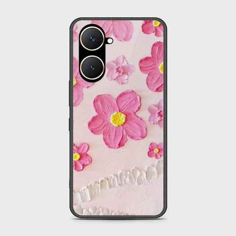 Vivo Y03t Cover - Floral Series - Design 2 - Pink - HQ Ultra Shine Premium Infinity Glass Soft Silicon Borders Case