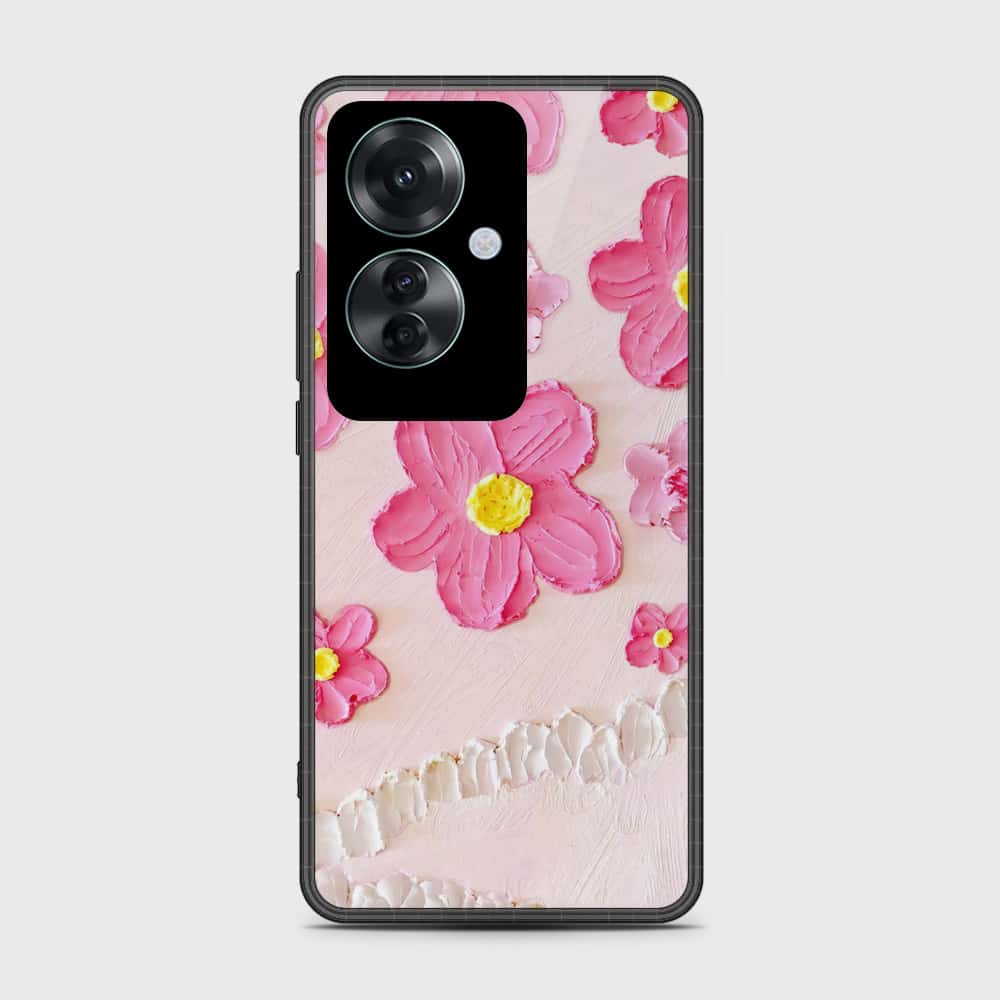 Oppo Reno 11F 5G Cover - Floral Series - Design 2 - Pink - HQ Ultra Shine Premium Infinity Glass Soft Silicon Borders Case