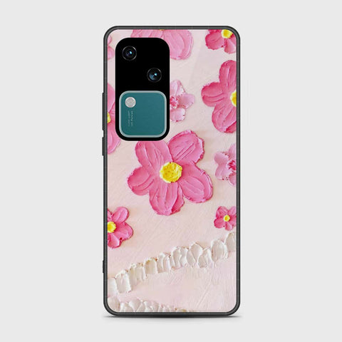 Vivo S18 Cover - Floral Series - Design 2 - Pink - HQ Ultra Shine Premium Infinity Glass Soft Silicon Borders Case