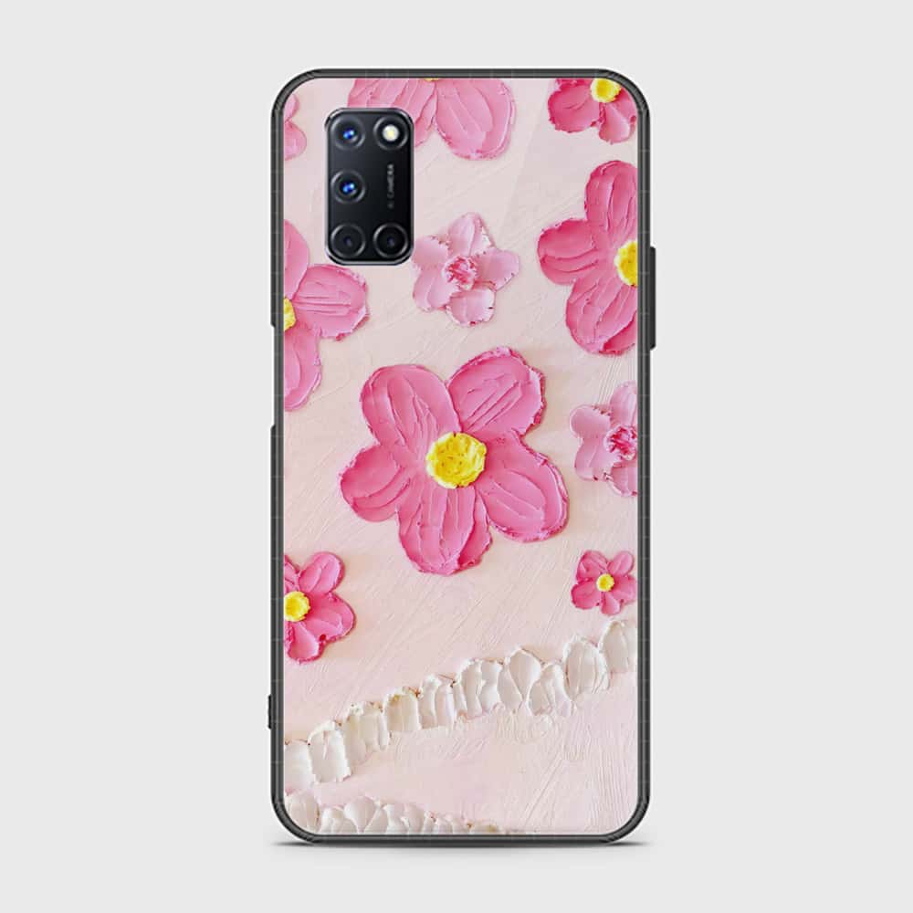 Oppo A52 Cover - Floral Series - Design 2 - Pink - HQ Ultra Shine Premium Infinity Glass Soft Silicon Borders Case