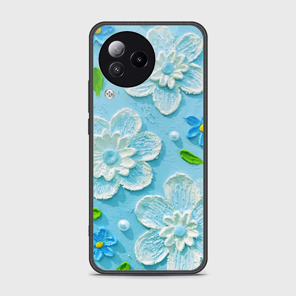 Realme C53 Cover - Floral Series - Design 3 - Sky Blue - HQ Ultra Shine Premium Infinity Glass Soft Silicon Borders Case