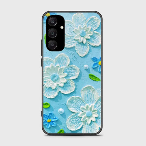 Samsung Galaxy A25 5G Cover - Floral Series - Design 3 - Sky Blue - HQ Ultra Shine Premium Infinity Glass Soft Silicon Borders Case