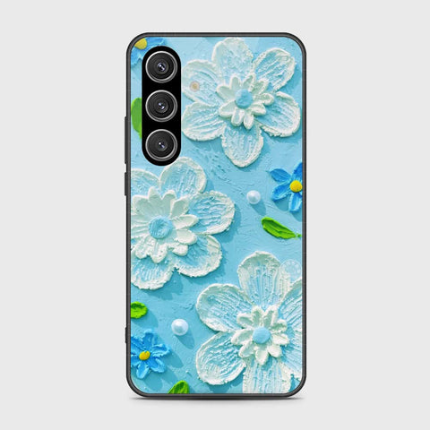 Samsung Galaxy S25 FE Cover - Floral Series - Design 3 - Sky Blue - HQ Ultra Shine Premium Infinity Glass Soft Silicon Borders Case