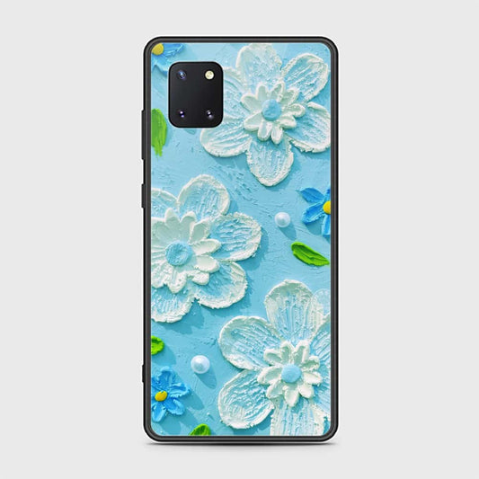 Samsung Galaxy Note 10 Lite Cover - Floral Series - Design 3 - Sky Blue - HQ Ultra Shine Premium Infinity Glass Soft Silicon Borders Case
