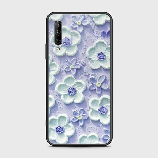 Huawei Y9s Cover - Floral Series - Design 4 - Purple & White - HQ Ultra Shine Premium Infinity Glass Soft Silicon Borders Case
