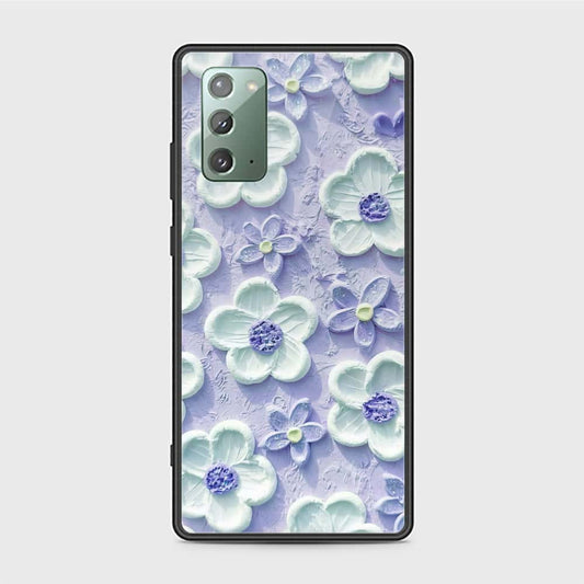 Samsung Galaxy Note 20 Cover - Floral Series - Design 4 - Purple & White - HQ Ultra Shine Premium Infinity Glass Soft Silicon Borders Case