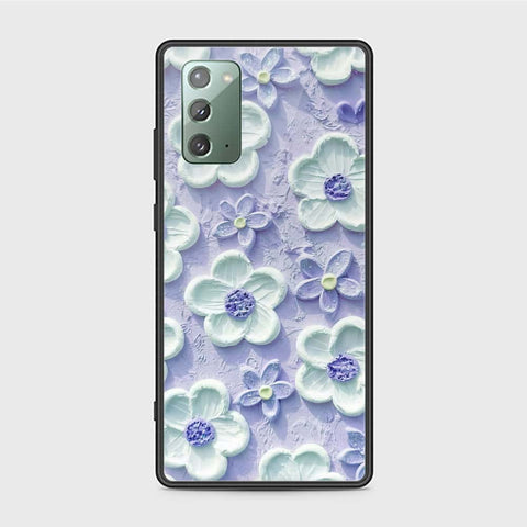 Samsung Galaxy Note 20 Cover - Floral Series - Design 4 - Purple & White - HQ Ultra Shine Premium Infinity Glass Soft Silicon Borders Case