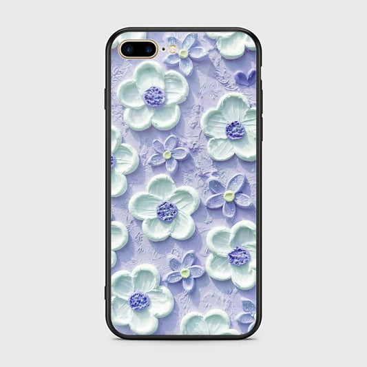iPhone 8 Plus / 7 Plus Cover - Floral Series - Design 4 - Purple & White - HQ Ultra Shine Premium Infinity Glass Soft Silicon Borders Case