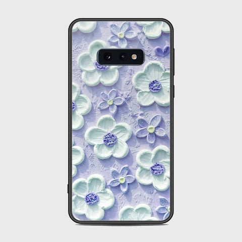Samsung Galaxy S10e Cover - Floral Series - Design 4 - Purple & White - HQ Ultra Shine Premium Infinity Glass Soft Silicon Borders Case