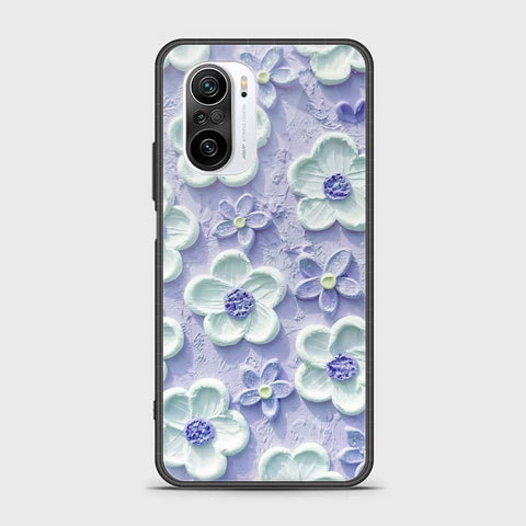 Xiaomi Poco F3 Cover - Floral Series - Design 4 - Purple & White - HQ Ultra Shine Premium Infinity Glass Soft Silicon Borders Case