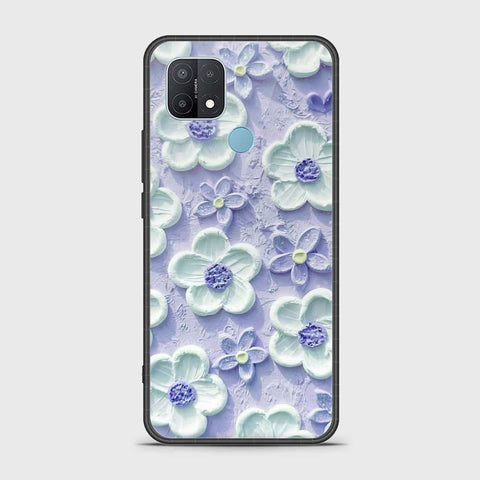 Oppo A15s Cover - Floral Series - Design 4 - Purple & White - HQ Ultra Shine Premium Infinity Glass Soft Silicon Borders Case