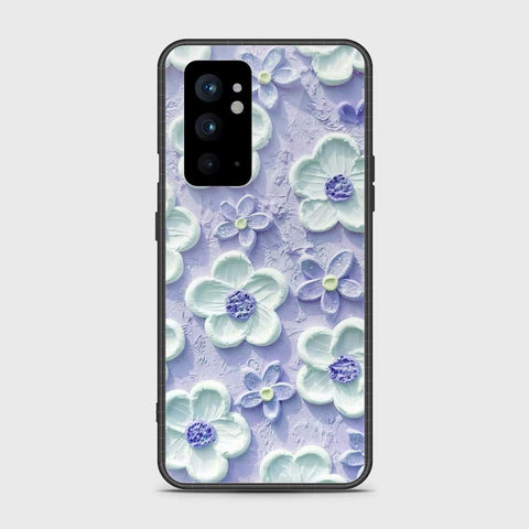 OnePlus 9RT 5G Cover - Floral Series - Design 4 - Purple & White - HQ Ultra Shine Premium Infinity Glass Soft Silicon Borders Case