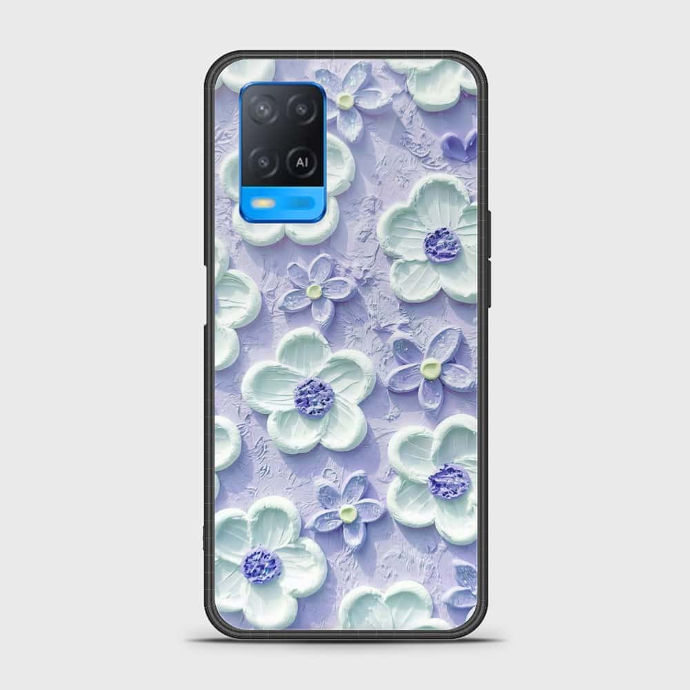 Oppo A54 4G Cover - Floral Series - Design 4 - Purple & White - HQ Ultra Shine Premium Infinity Glass Soft Silicon Borders Case