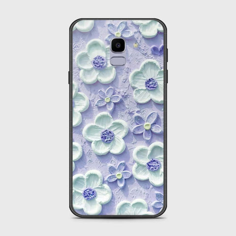 Samsung Galaxy On6 2018 Cover - Floral Series - Design 4 - Purple & White - HQ Ultra Shine Premium Infinity Glass Soft Silicon Borders Case