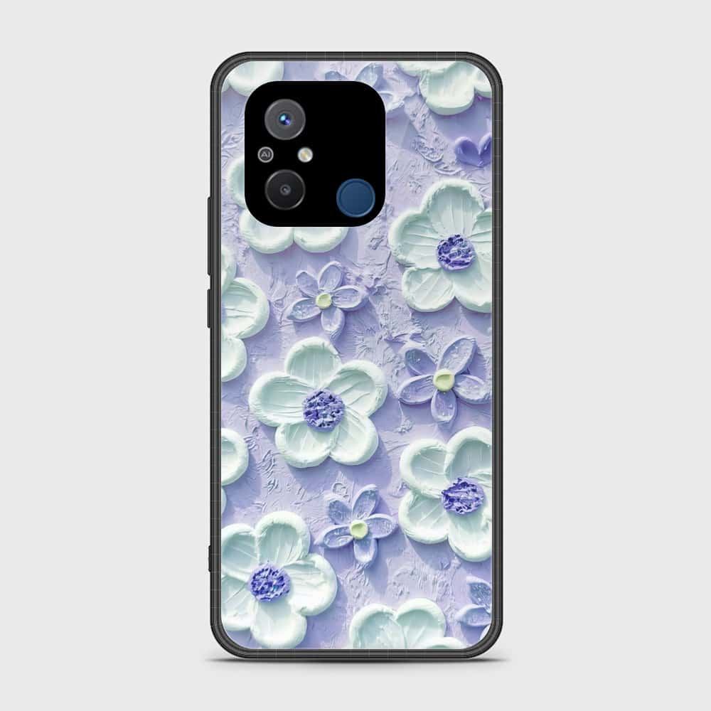 Xiaomi Redmi 12C Cover - Floral Series - Design 4 - Purple & White - HQ Ultra Shine Premium Infinity Glass Soft Silicon Borders Case