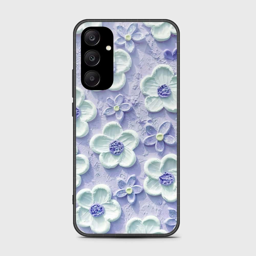 Samsung Galaxy A25 5G Cover - Floral Series - Design 4 - Purple & White - HQ Ultra Shine Premium Infinity Glass Soft Silicon Borders Case