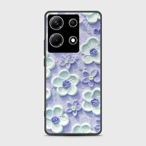Infinix Note 30 Cover - Floral Series - Design 4 - Purple & White - HQ Ultra Shine Premium Infinity Glass Soft Silicon Borders Case