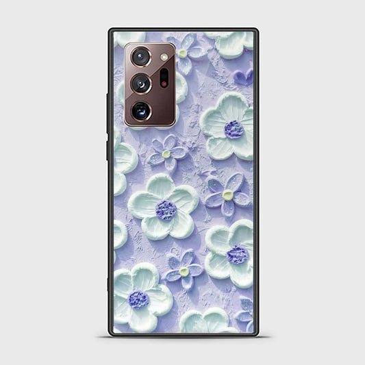 Samsung Galaxy Note 20 Ultra Cover - Floral Series - Design 4 - Purple & White - HQ Ultra Shine Premium Infinity Glass Soft Silicon Borders Case