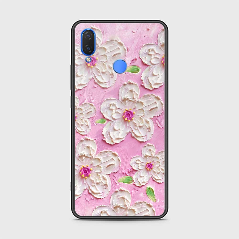 Huawei Y7 Prime 2019 Cover - Floral Series - Design 5 - Pink & White - HQ Ultra Shine Premium Infinity Glass Soft Silicon Borders Case
