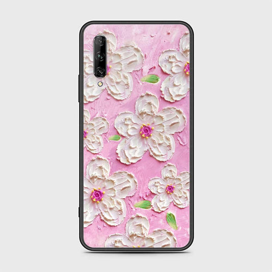 Huawei Y9s Cover - Floral Series - Design 5 - Pink & White - HQ Ultra Shine Premium Infinity Glass Soft Silicon Borders Case