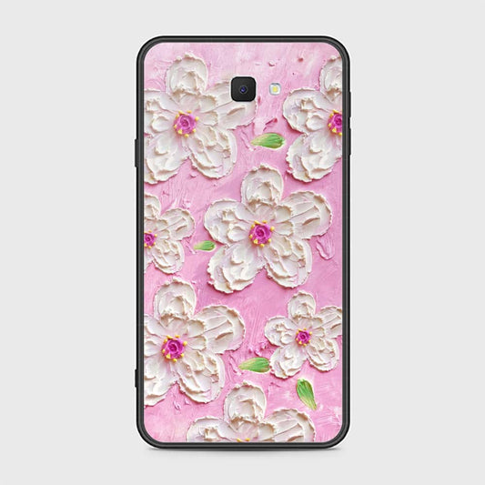 Samsung Galaxy J7 Prime Cover - Floral Series - Design 5 - Pink & White - HQ Ultra Shine Premium Infinity Glass Soft Silicon Borders Case