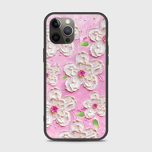 iPhone 12 Pro Cover - Floral Series - Design 5 - Pink & White - HQ Ultra Shine Premium Infinity Glass Soft Silicon Borders Case