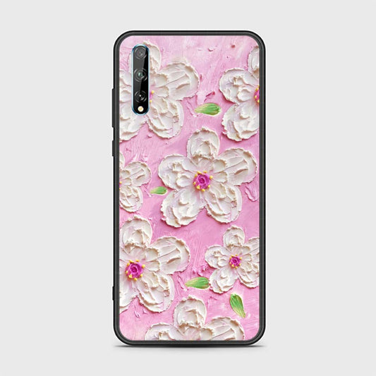 Huawei P Smart S Cover - Floral Series - Design 5 - Pink & White - HQ Ultra Shine Premium Infinity Glass Soft Silicon Borders Case