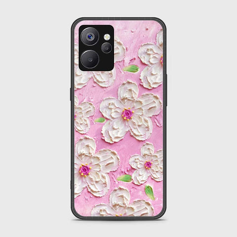 Realme 9i 5G Cover - Floral Series - Design 5 - Pink & White - HQ Ultra Shine Premium Infinity Glass Soft Silicon Borders Case