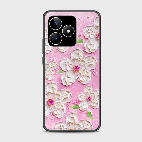 Realme Note 50 Cover - Floral Series - Design 5 - Pink & White - HQ Ultra Shine Premium Infinity Glass Soft Silicon Borders Case