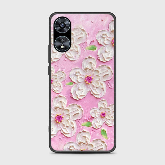 Oppo A78 4G Cover - Floral Series - Design 5 - Pink & White - HQ Ultra Shine Premium Infinity Glass Soft Silicon Borders Case