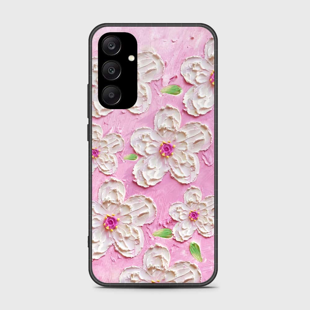 Samsung Galaxy A25 5G Cover - Floral Series - Design 5 - Pink & White - HQ Ultra Shine Premium Infinity Glass Soft Silicon Borders Case