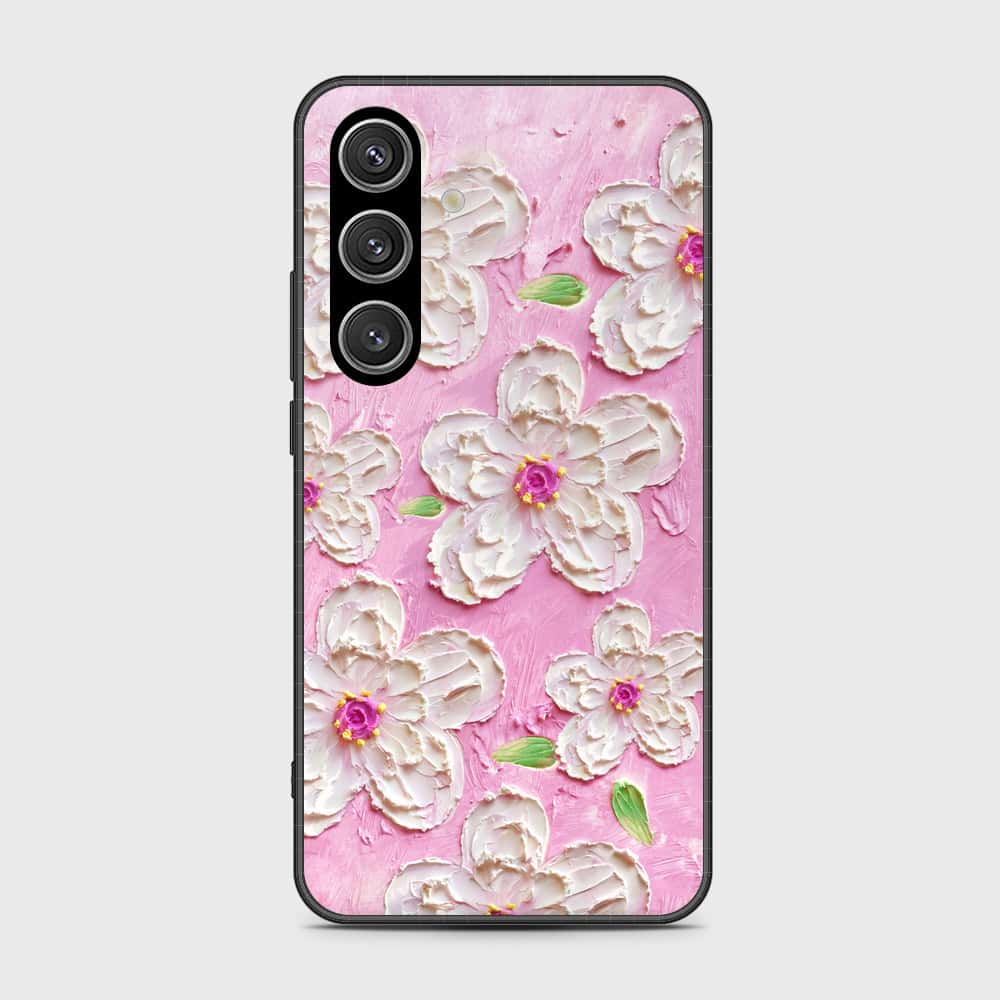 Samsung Galaxy S25 FE Cover - Floral Series - Design 5 - Pink & White - HQ Ultra Shine Premium Infinity Glass Soft Silicon Borders Case