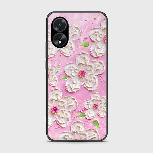 Oppo A38 Cover - Floral Series - Design 5 - Pink & White - HQ Ultra Shine Premium Infinity Glass Soft Silicon Borders Case