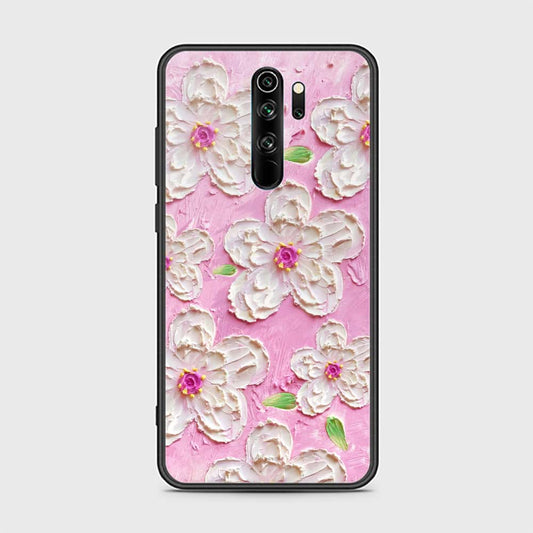 Xiaomi Redmi Note 8 Pro Cover - Floral Series - Design 5 - Pink & White - HQ Ultra Shine Premium Infinity Glass Soft Silicon Borders Case