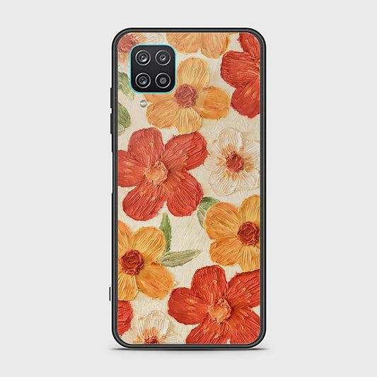 Samsung Galaxy A12 Cover - Floral Series - Design 6 - Red & Orange - HQ Ultra Shine Premium Infinity Glass Soft Silicon Borders (Fast Delivery)(M)