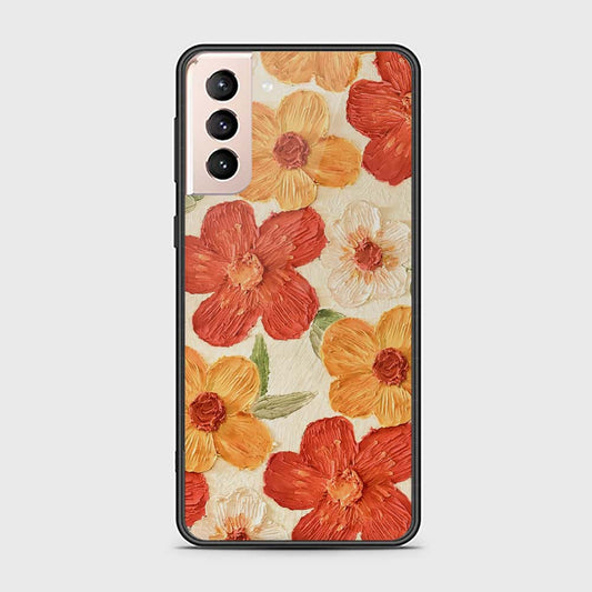 Samsung Galaxy S21 Plus 5G Cover - Floral Series - Design 6 - Red & Orange - HQ Ultra Shine Premium Infinity Glass Soft Silicon Borders Case