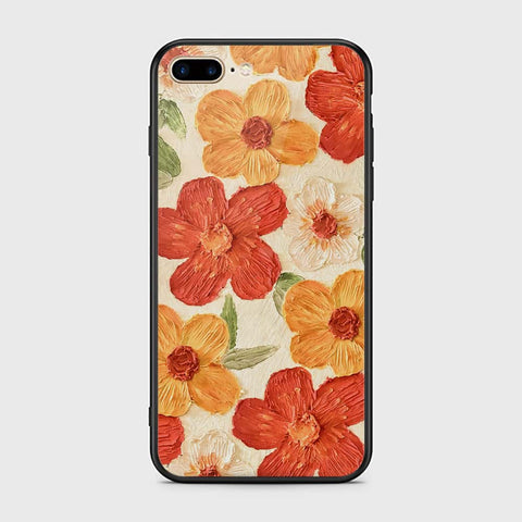 iPhone 8 Plus / 7 Plus Cover - Floral Series - Design 6 - Red & Orange - HQ Ultra Shine Premium Infinity Glass Soft Silicon Borders Case
