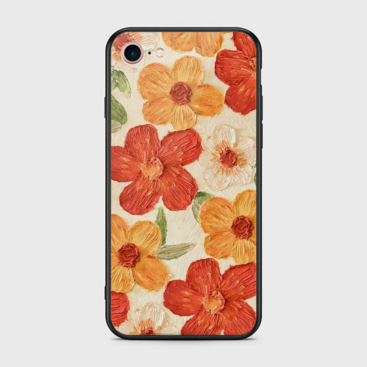 iPhone 8 / 7 Cover - Floral Series - Design 6 - Red & Orange - HQ Ultra Shine Premium Infinity Glass Soft Silicon Borders Case