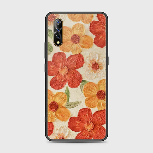 Vivo S1 Cover - Floral Series - Design 6 - Red & Orange - HQ Ultra Shine Premium Infinity Glass Soft Silicon Borders Case