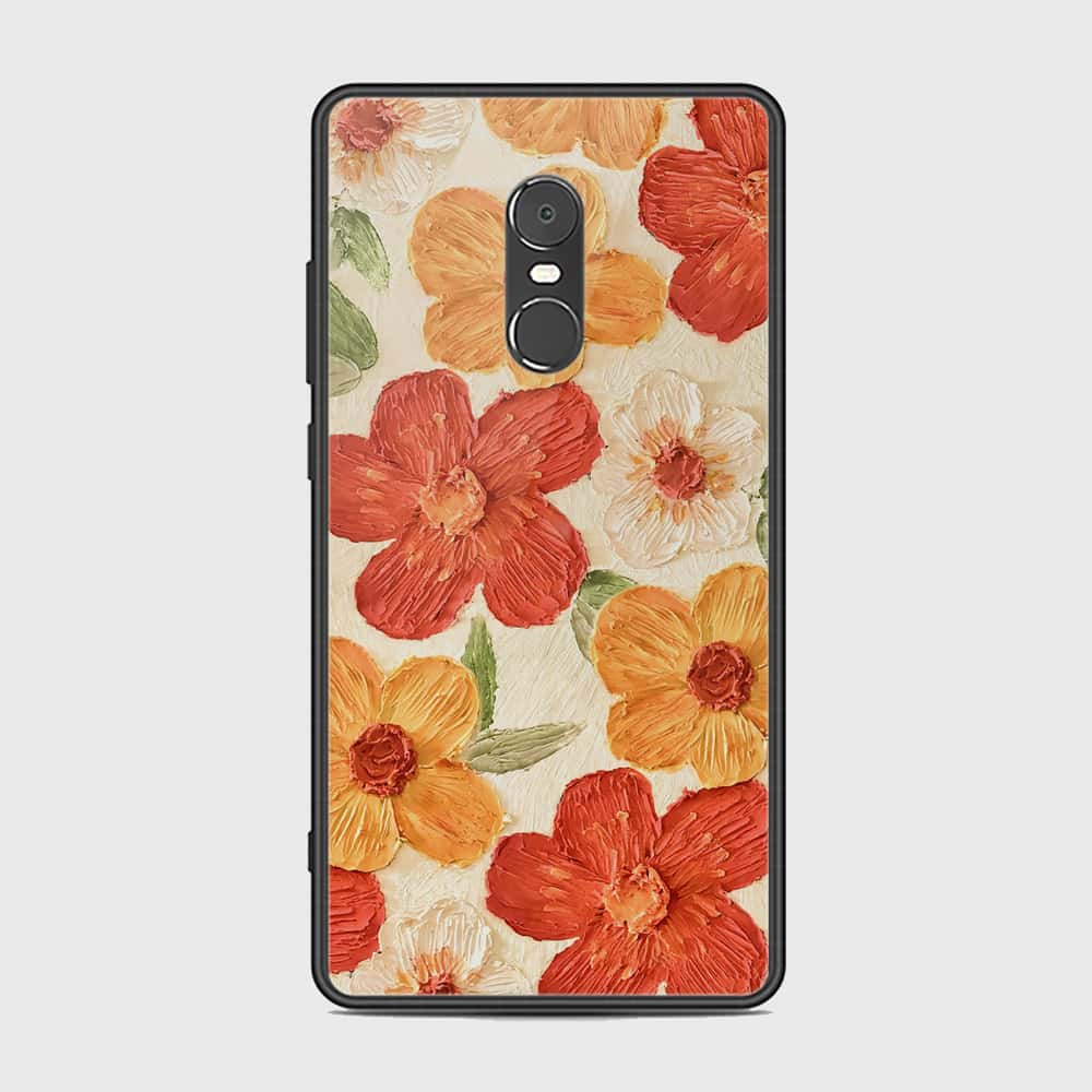 Xiaomi Redmi Note 4 / 4X Cover - Floral Series - Design 6 - Red & Orange - HQ Ultra Shine Premium Infinity Glass Soft Silicon Borders Case