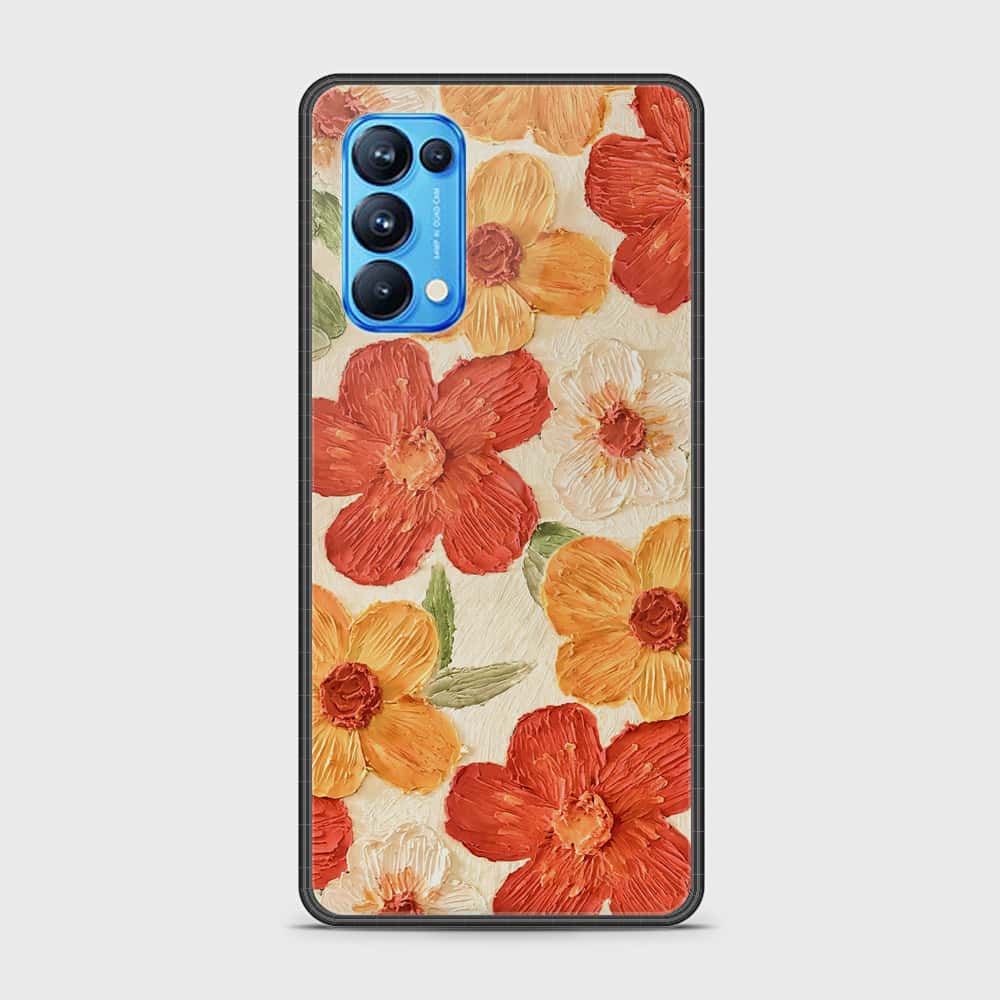 Oppo Reno 5 Pro Cover - Floral Series - Design 6 - Red & Orange - HQ Ultra Shine Premium Infinity Glass Soft Silicon Borders Case