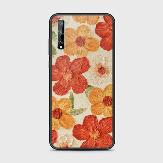 Huawei P Smart S Cover - Floral Series - Design 6 - Red & Orange - HQ Ultra Shine Premium Infinity Glass Soft Silicon Borders Case