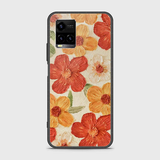 Vivo Y21 Cover - Floral Series - Design 6 - Red & Orange - HQ Ultra Shine Premium Infinity Glass Soft Silicon Borders Case