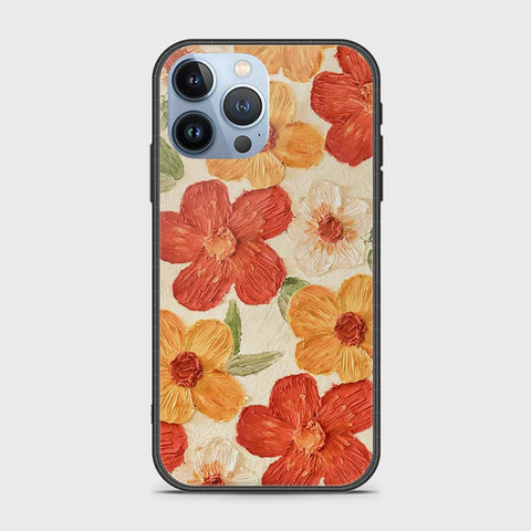 iPhone 14 Pro Cover - Floral Series - Design 6 - Red & Orange - HQ Ultra Shine Premium Infinity Glass Soft Silicon Borders Case