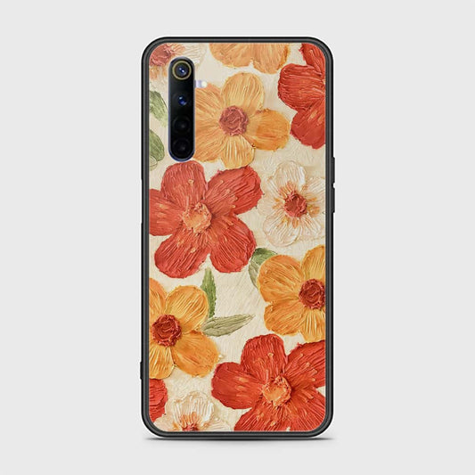 Realme 6 Cover - Floral Series - Design 6 - Red & Orange - HQ Ultra Shine Premium Infinity Glass Soft Silicon Borders Case