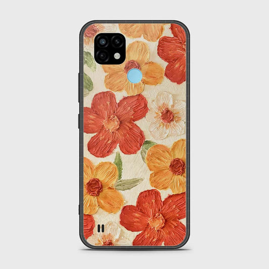Realme C21 Cover - Floral Series - Design 6 - Red & Orange - HQ Premium Shine Durable Shatterproof Case